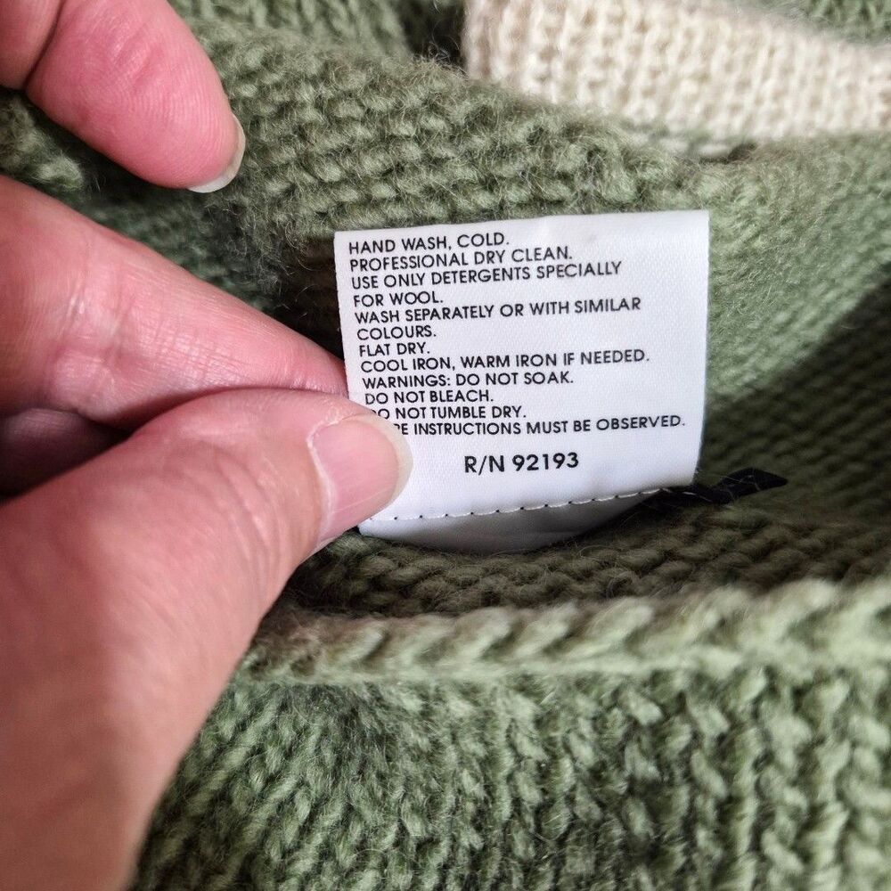 Scandinavian Denmark Nordic S Wool Mohair Sweater Fair Isle Sage Cozy Heritage - Picture 7 of 7
